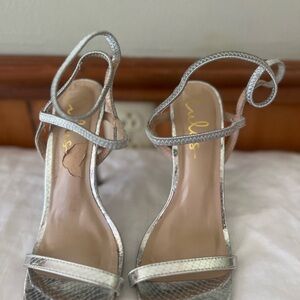 Lulu's Shimmering Silver Strappy Heels